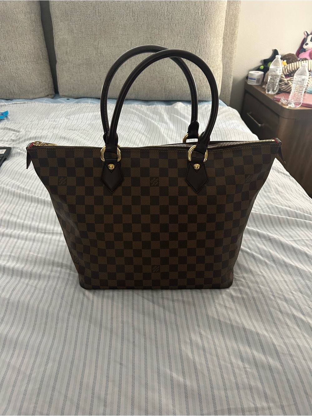 Louis Vuitton Brown Checkered Tote with Double Handles